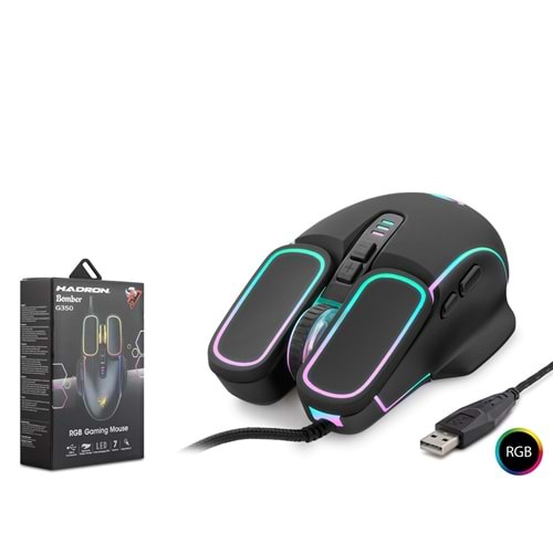 HADRON G350 Gaming Mouse 6400 DPI RGB - Siyah
