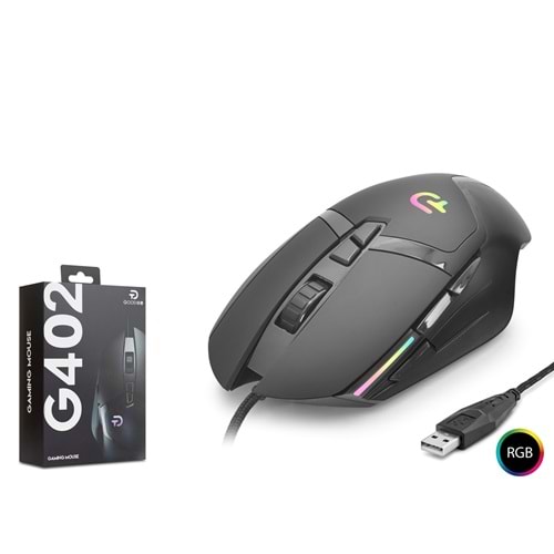NODAR G402 Gaming Mouse 7200 DPI 7 Tuş 1000 Hz RGB - Siyah