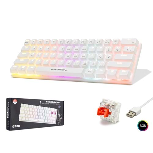 HADRON G508R Mekanik Gaming Mini Klavye Red Switch RGB - Beyaz