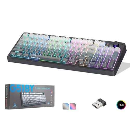 HADRON G518Y Gaming Klavye TRI Mod Sessiz Tuş RGB - Siyah