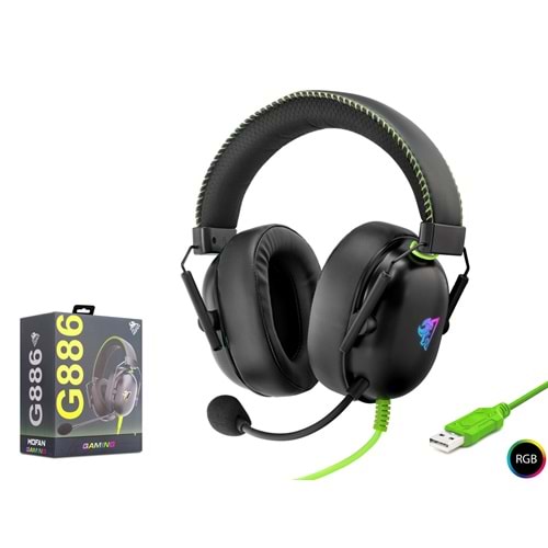 MOFAN G886 Gaming Kulaklık USB RGB 7.1 - Siyah Yeşil