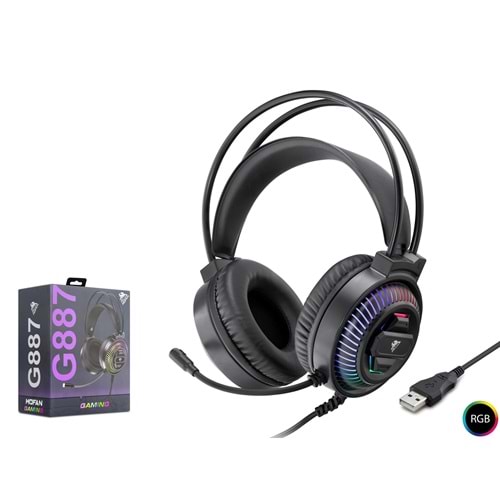 MOFAN G887 Gaming Kulaklık USB RGB 7.1 Surround Over-Ear - Siyah