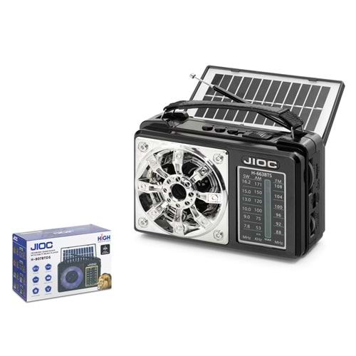 JIOC H663BTS Bluetooth Nostaljik FM Radyo TWS USB TF AUX Solar Şarjlı Taşınabilir Kamp Hoparlör