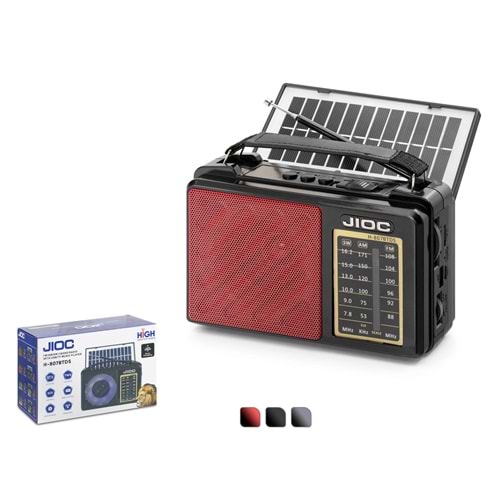 JIOC H807BTDS Bluetooth Nostaljik FM Radyo TWS USB TF AUX RGB Solar Şarjlı Taşınabilir Kamp Hoparlör