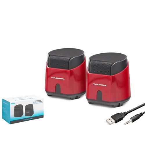 HADRON HD6024R Masaüstü Hoparlör 1+1 USB + 3.5mm - Kırmızı