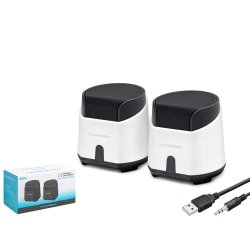 HADRON HD6024W Masaüstü Hoparlör 1+1 USB + 3.5mm - Beyaz