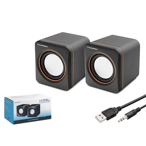 HADRON HD6049 Masaüstü Hoparlör 1+1 USB + 3.5mm - Siyah