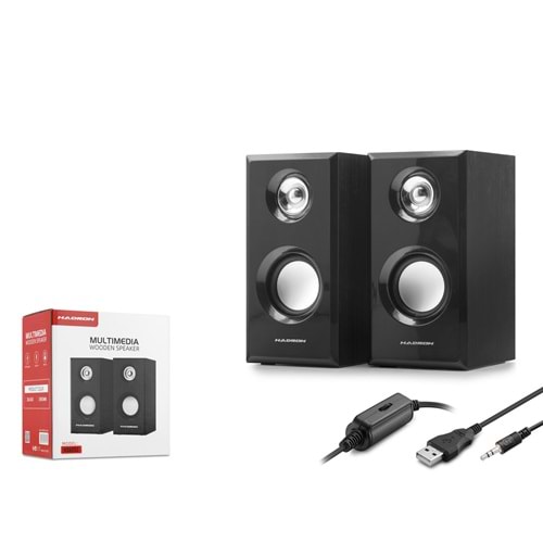HADRON HD6052 Masaüstü Hoparlör 1+1 USB + 3.5mm - Siyah