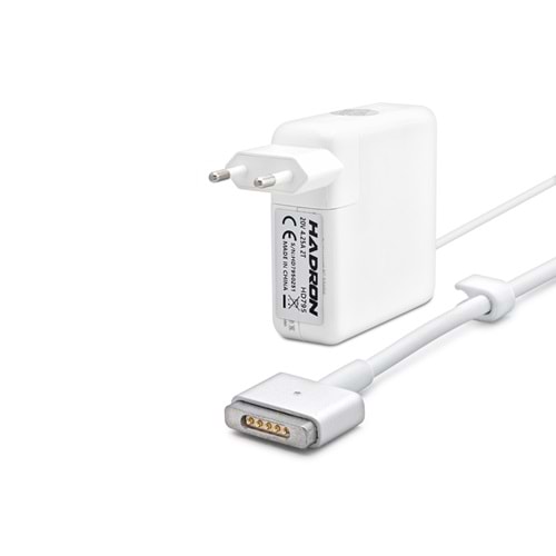 HADRON HD795 20V 4.25A 85W Laptop Adaptörü - T Tip - Apple MacBook Uyumlu - Beyaz