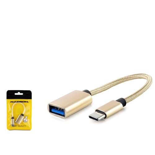 HADRON HDX1001 Type-C to USB OTG Kablo - Gold