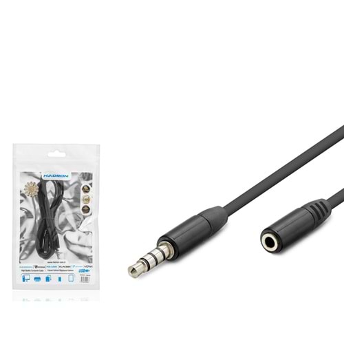 HADRON HDX1012 3.5 mm TRRS AUX Uzatma Kablosu 1.2 m - Siyah