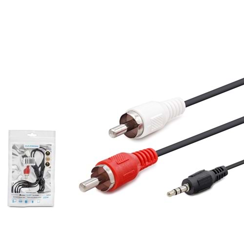 HADRON HDX1042 3.5 mm to 2 RCA Kablo 1.2 m - Siyah