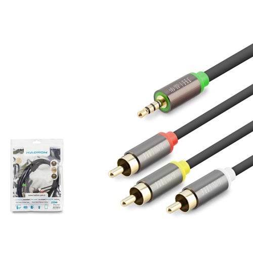 HADRON HDX1064 3.5 mm TRRS to 3 RCA AV Kablosu 1.5 m - Siyah