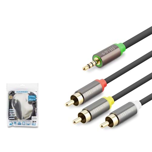 HADRON HDX1065 3.5 mm TRRS to 3 RCA AV Kablosu 3 m - Siyah