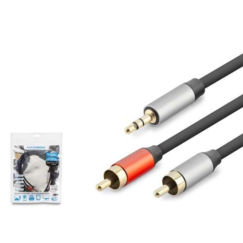 HADRON HDX1073 3.5 mm to 2 RCA Kablo 1.5 m - Siyah