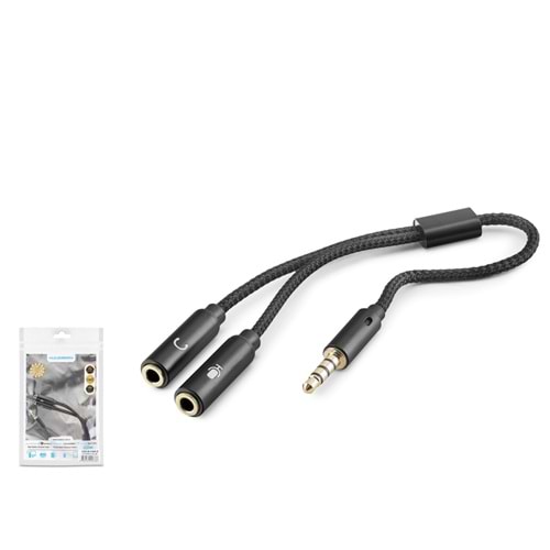 HADRON HDX1083 3.5 mm Kulaklık Mikrofon Ayırıcı Kablo Siyah