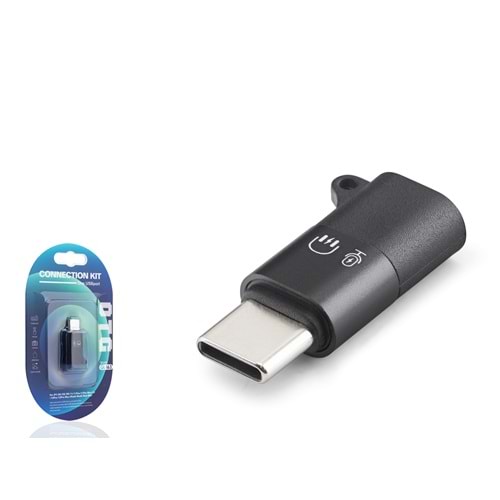 HADRON HDX1085 Type-C 3.5 mm Kulaklık Mikrofon Ses Adaptörü Siyah