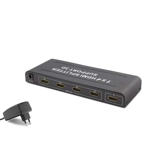 HADRON HDX1294 HDMI Splitter 4K 3D 1 In 4 Out - Siyah