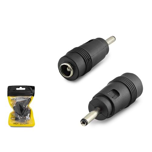 HADRON HDX1313 DC Jack Dönüştürücü 5.5 x 2.5 mm Soket 3.0 x 1.1 mm Fiş 10 Lu Paket - Siyah