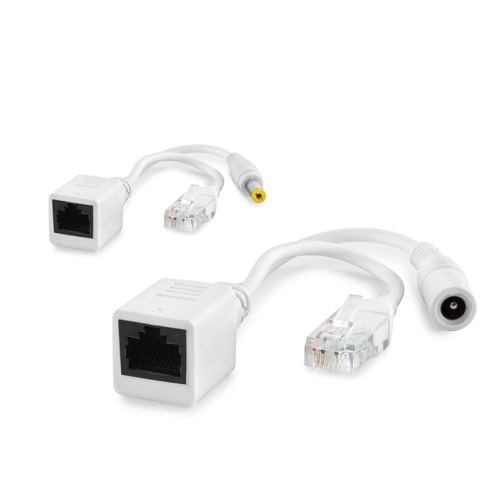 HADRON HDX1324 IP Kamera PoE Splitter RJ45 + DC Güç Adaptörü - Beyaz