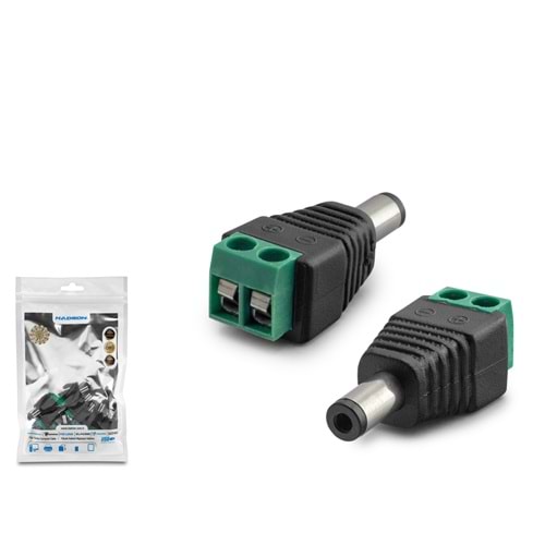 HADRON HDX1337 DC Jack Dönüştürücü 5.5 x 2.1 mm Klemensli 10 Lu Paket - Siyah