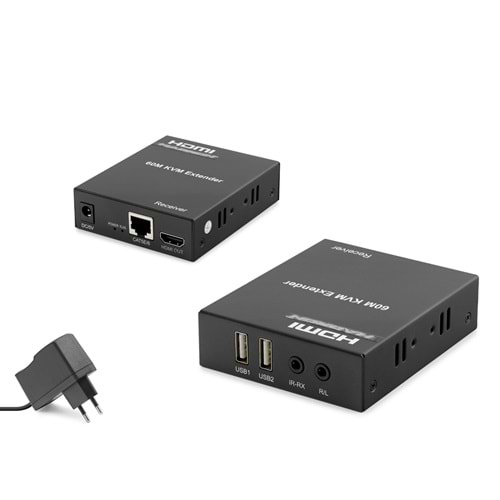 HADRON HDX1345 HDMI KVM Extender 1080P 60 m - Siyah