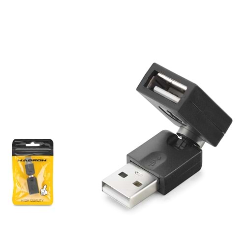 HADRON HDX1357 USB Dişi Mafsallı Adaptör - Siyah