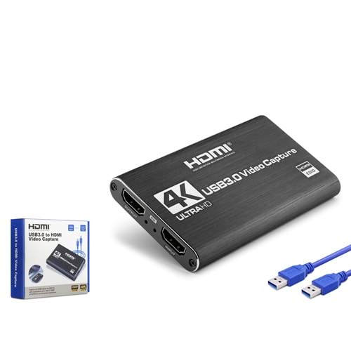 HADRON HDX1358 USB 3.0 to HDMI Video Capture 4K Ultra HD - Siyah