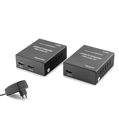 HADRON HDX1370 HDMI Extender Loop-Out 1080P 200 m - Siyah