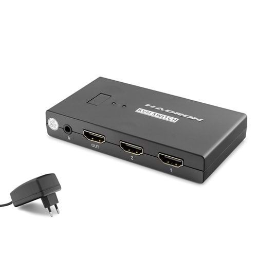 HADRON HDX1373 HDMI KVM Switch 2 In 1 Out + 4 Port USB (Klavye/Mouse) Dahili HDMI + USB Kablolu - Siyah