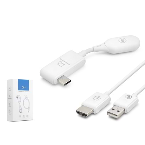 HADRON HDX1390 Type-C Verici + HDMI Alıcı Kablosuz Görüntü ve Ses Aktarım Seti HD 50 m - Beyaz