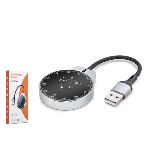 HADRON HDX1393 Kablosuz CarPlay ve Android Auto Adaptörü Bluetooth 5.0 5 GHz WiFi - Siyah