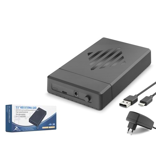 HADRON HDX1795 3.5 SATA HDD Harici Disk Kutusu USB 3.0 Type-C - Siyah