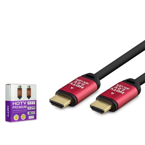 HADRON HDX2034 HDMI 2.0 Kablo 4K UHD OD 8.0 mm 5 m - Siyah Kırmızı