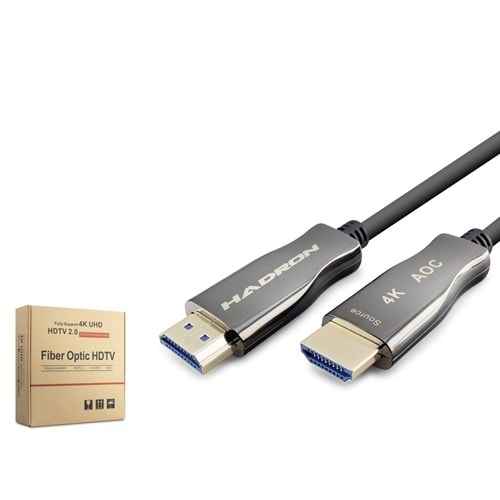 HADRON HDX2059 Fiber Optik HDMI 2.0 Kablo 4K UHD 60 Hz 50 m - Siyah