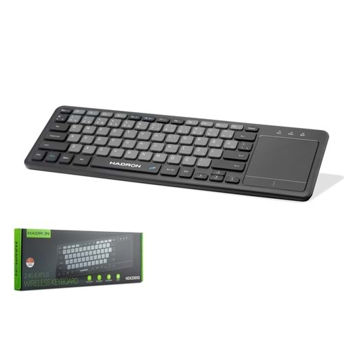 HADRON HDX2505G Dual Mode Touch Pad Smart Klavye 2.4 GHz Bluetooth 5.0 Siyah Antrasit