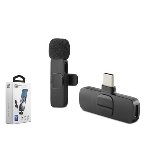 HADRON HDX2783 Kablosuz Yaka Mikrofonu Type-C - Siyah