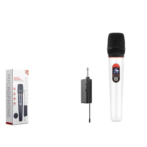 HADRON HDX2790B Profesyonel Kablosuz UHF Mikrofon 6.35 mm - Beyaz