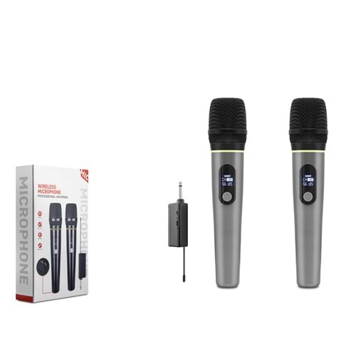 HADRON HDX2791G Profesyonel Kablosuz UHF 2 Mikrofonlu Set 6.35 mm - Gri