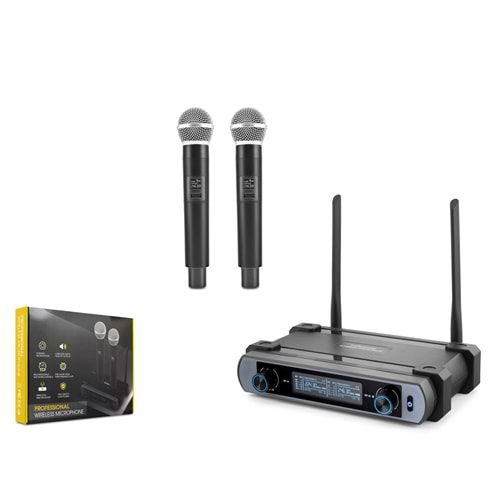 HADRON HDX2793 Profesyonel Kablosuz VHF 2 Mikrofonlu Set - Siyah