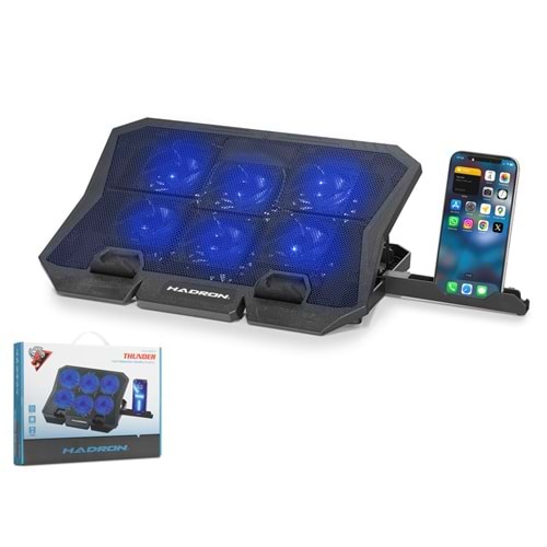 HADRON HDX4254 Laptop Soğutucu 6 Fan LED Telefon Standlı - Siyah