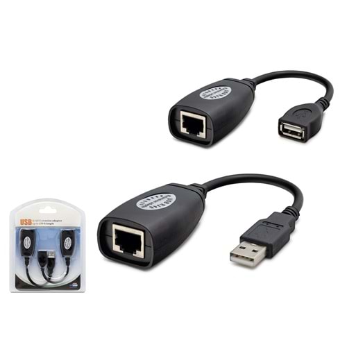 HADRON HDX5008 USB RJ45 Kablolu Uzatıcı Seti 45 m - Siyah