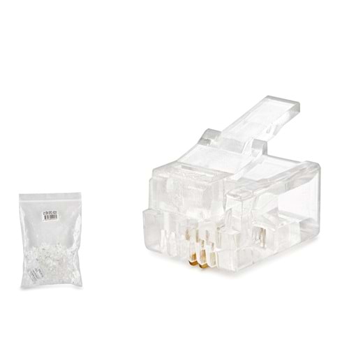 HADRON HDX5018 RJ11 2 Pin Telefon Konnektör 100 Adet Paket - Şeffaf
