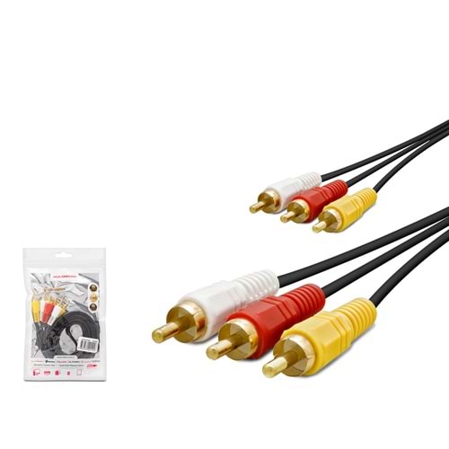 HADRON HDX5057 3 RCA AV Kablosu 10 m - Siyah