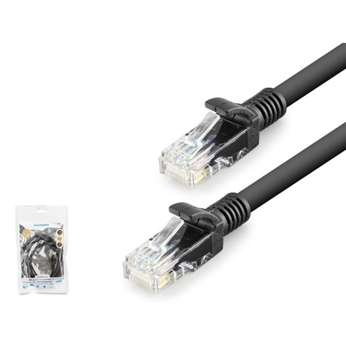 HADRON HDX5069 Cat6 Ethernet Patch Kablosu 1 Gbps 250 MHz 1 m - Siyah