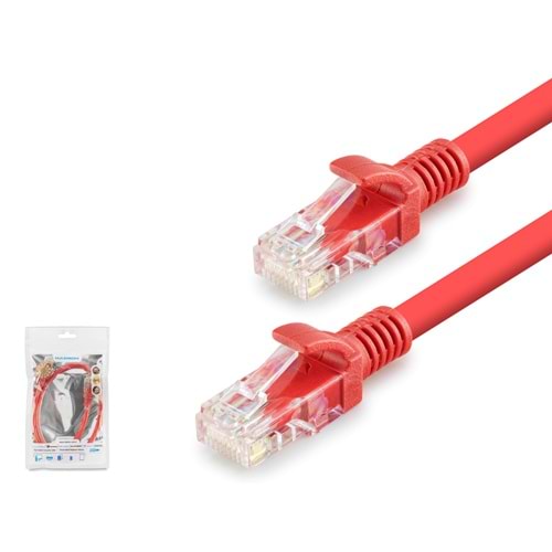 HADRON HDX5085 Cat6 Ethernet Patch Kablosu 1 Gbps 250 MHz 60 cm - Kırmızı