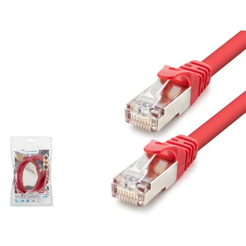 HADRON HDX5107 Cat7 Ethernet Patch Kablosu 10 Gbps 600 MHz 1 m - Kırmızı