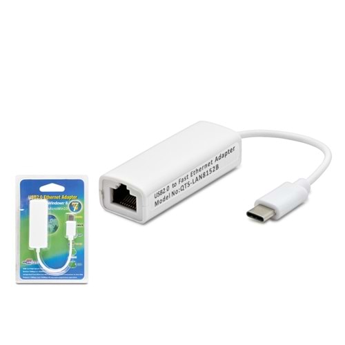 HADRON HDX5257 Type-C USB 2.0 Ethernet Adaptör 10/100 Mbps - Beyaz