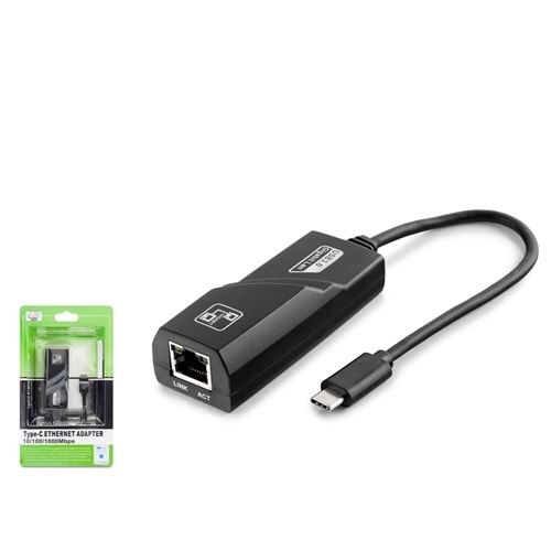 HADRON HDX5273 Type-C USB 3.0 Ethernet Adaptör Gigabit - Siyah