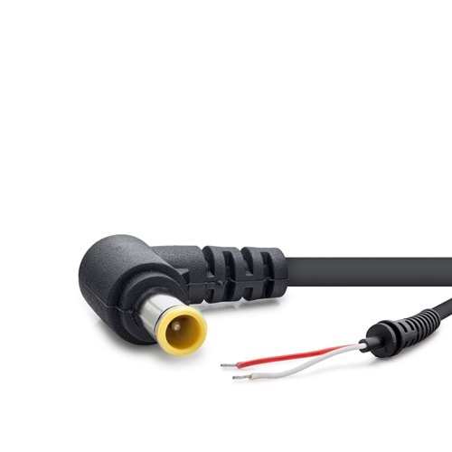 HADRON HDX5509 Laptop Adaptör DC Jack Kablosu 30–90W 6.4 x 4.4 mm L Tip Sony / HP / Dell Uyumlu 1.2 m - Siyah